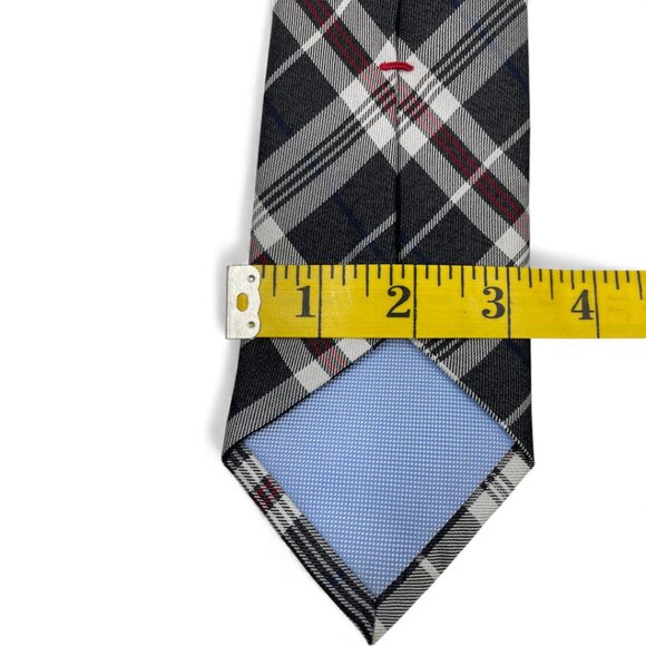 Tommy Hilfiger Silk Tie Plaid Black Red Gray Vintage 90's No Import Duty Fees - Picture 5 of 6